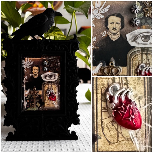 Hand Crafted Other - POE ART Hand Crafted 9.5” ”x5.5” Black Raven frame Artistic collage